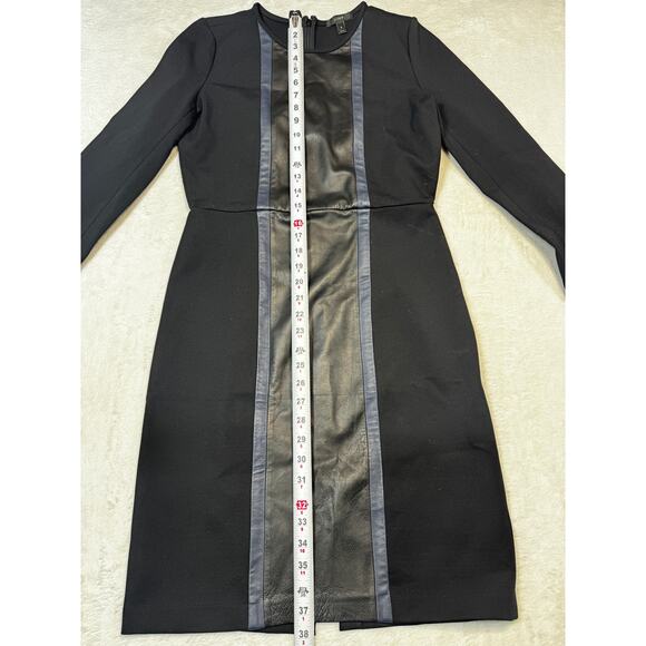 J Crew Leather Panel Dress Bodycon Stretch Zip Cuffs In Black Womens Size 8 - Picture 9 of 12